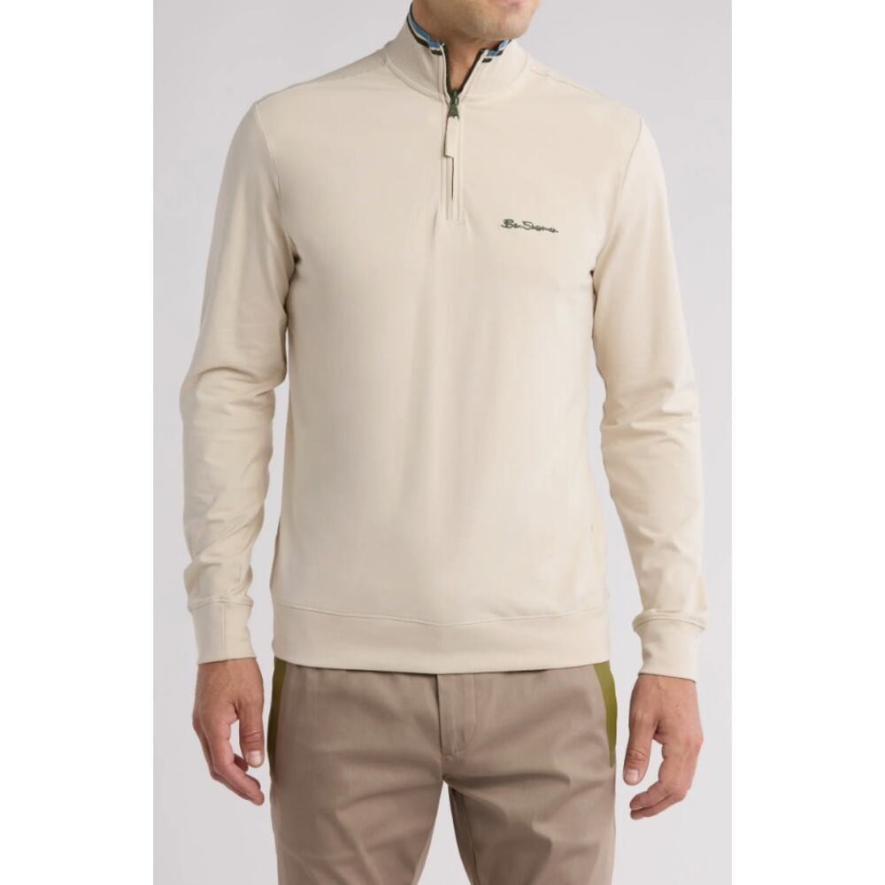Ben Sherman Interlock Quarter Zip Pullover Light Blue Size XL